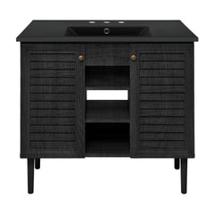 Swiss Madison Bron 36" Freestanding Bathroom Vanity with Black 3-Hole Widespread Sink Top - SM-BV6202