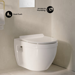 Swiss Madison Ivy Wall-Hung Toilet Bundle 0.8/1.6 GPF Dual Flush with White Flush Plate - SM-WT0901