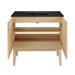 Swiss Madison Bosse 36" Freestanding Bathroom Vanity with Black 3-Hole Widespread Sink Top - SM-BV8802