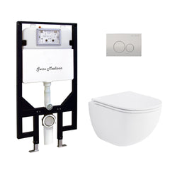 Swiss Madison Well Made Forever SM-WK449-01W - St. Tropez Wall Hung Toilet Bundle, Glossy White - SM-WK449-01W - The Home Selection