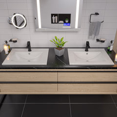 Alfi White 25  Rectangular Drop In Ceramic Sink with Faucet Hole - ABC803