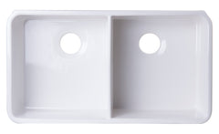 Alfi White 32  Double Bowl Lip Apron Fireclay Farmhouse Kitchen Sink with 1 3/4  Lip - AB512-W