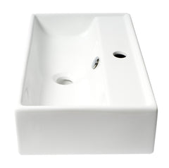 Alfi White 22  Rectangular Wall Mounted Ceramic Sink with Faucet Hole - ABC122