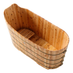Alfi 59  Free Standing Cedar Wood Bathtub with Bench - AB1103