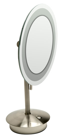 Alfi Tabletop Round 9" 5x Magnifying Cosmetic Mirror with Light - Brushed Nickel