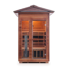 Enlighten Rustic 2 Peak Outdoor Full Spectrum Infrared Sauna - 17376 - The Home Selection