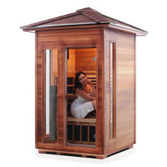 Enlighten Rustic 2 Peak Outdoor Full Spectrum Infrared Sauna - 17376 - The Home Selection