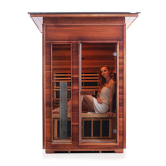 Enlighten Rustic 2 Slope Outdoor Full Spectrum Infrared Sauna - 37376 - The Home Selection