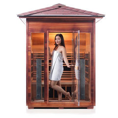 Enlighten Rustic 3 Peak Outdoor Full Spectrum Infrared Sauna - 17377 - The Home Selection