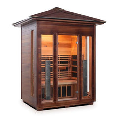 Enlighten Rustic 3 Peak Outdoor Full Spectrum Infrared Sauna - 17377 - The Home Selection