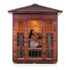 Enlighten Rustic 4 Peak Outdoor Infrared Sauna - 17378 - The Home Selection