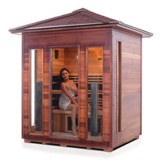 Enlighten Rustic 4 Peak Outdoor Infrared Sauna - 17378 - The Home Selection