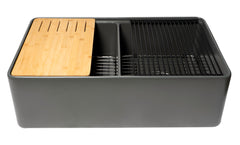 Alfi Workstation 33  x 20  Double Bowl Step Rim Fireclay Farm Sink with Accessories - ABFS3320D
