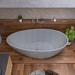 Alfi 72" Solid Concrete Tear Drop Freestanding Bathtub - Gray Matte