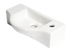 Alfi White 18  Small Wall Mounted Ceramic Sink with Faucet Hole - ABC114