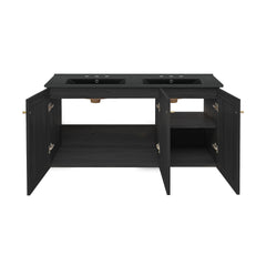 Swiss Madison Classe 48" Wall-Mounted Bathroom Vanity with Black 3-Hole Widespread Double Basin Sink Top - SM-BV2807