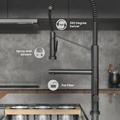 Swiss Madison Novuet Single Handle, Pull-Down Kitchen Faucet with Pot Filler SM-KF74