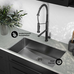 Swiss Madison Rivage 32" x 19" Single Basin, Undermount Kitchen Sink - SM-KU701