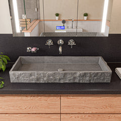 Alfi 39  Solid Concrete Gray Matte Trough Sink for the Bathroom - ABCO39TR