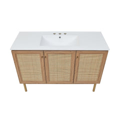 Swiss Madison Classe 48" Freestanding Bathroom Vanity in Golden Oak with 3-Hole Widespread Sink Top - SM-BV665-3
