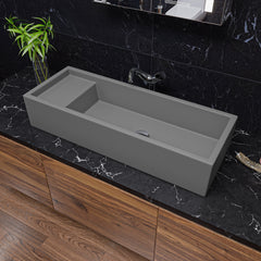 Alfi 39" Grey Matte Above Mount Fireclay Bathroom Trough Sink - Gray Matte