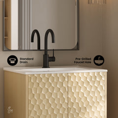 Swiss Madison Bosse 24" Freestanding Bathroom Vanity in Natural Oak with Sink Top - SM-BV8801NO