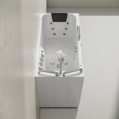 Swiss Madison Auvergne 53" x 27" ADA Left Drain Walk-in Soaking Bathtub with Massage Jets in Glossy White, Faucet Set, Drain, Grab Bars, Pillow Included - SM-AB6803GW