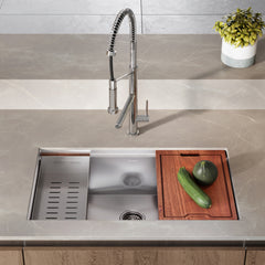 Swiss Madison Rivage 33 x 19 Single Basin Undermount Kitchen Workstation Sink - SM-KU750 - The Home Selection