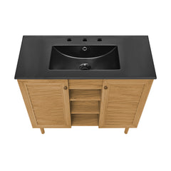 Swiss Madison Bron 36" Freestanding Bathroom Vanity in Golden Oak with Black 3-Hole Widespread Sink Top - SM-BV374-3MB
