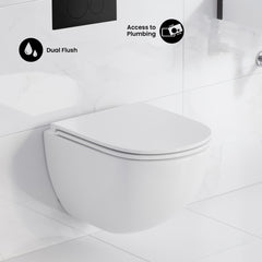 Swiss Madison St. Tropez Wall-Hung Toilet Bundle 0.8/1.6 GPF Dual Flush with Black Flush Plate - SM-WT0802