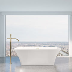 Altair Carani 65" x 28" Flatbottom Freestanding Acrylic Soaking Bathtub with Drain and Overflow - 52665-BAT-WH