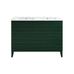 Swiss Madison Cascade 48" Freestanding Bathroom Vanity in Green Oak with 3-Hole Widespread Double Basin Sink Top - SM-BV557GA-D3W