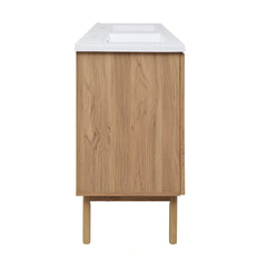Swiss Madison Classe 60" Freestanding Bathroom Vanity in Golden Oak with Double Basin Sink Top - SM-BV666