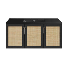 Swiss Madison Classe 48" Wall-Mounted Bathroom Vanity with Black 3-Hole Widespread Sink Top - SM-BV2807