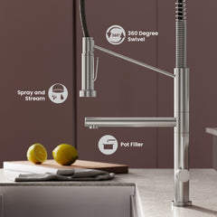Swiss Madison Novuet Single Handle, Pull-Down Kitchen Faucet with Pot Filler SM-KF74