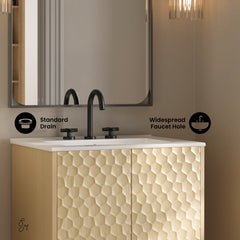 Swiss Madison Bosse 24" Freestanding Bathroom Vanity in Natural Oak with 3-Hole Centerset Sink Top - SM-BV8801NO-3