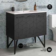 Swiss Madison Annecy 36" Bathroom Vanity in Phantom Black - SM-BV261B - The Home Selection