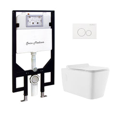 Swiss Madison Concorde Wall-Hung Toilet Bundle 0.8/1.6 GPF Dual Flush with White Flush Plate - SM-WT0201