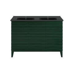 Swiss Madison Cascade 48" Freestanding Bathroom Vanity in Green Oak with Black Double Basin Sink Top - SM-BV557GA-DMB