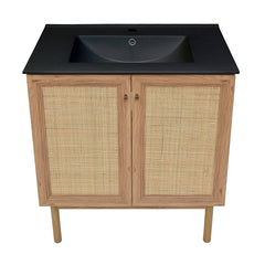 Swiss Madison Classe 30" Freestanding Bathroom Vanity in Golden Oak with Black Sink Top - SM-BV664MB