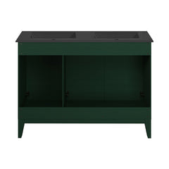 Swiss Madison Cascade 48" Freestanding Bathroom Vanity in Green Oak with Black Double Basin Sink Top - SM-BV557GA-DMB