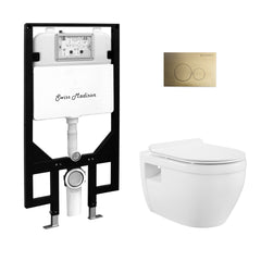 Swiss Madison Ivy Wall-Hung Toilet Bundle 0.8/1.6 GPF Dual Flush with Black Flush Plate - SM-WT0902