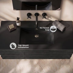 Swiss Madison 48" Zero Hole Vanity Sink Top in Matte Black - SM-VT0022MB