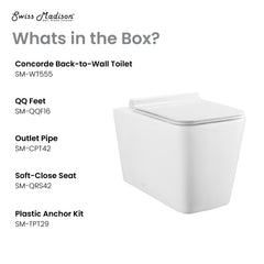 Swiss Madison Concorde Back to Wall Concealed Tank Toilet Bowl Bundle in Glossy White - SM-WK555-01C