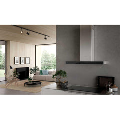 FABER Stilo Suprema T-Shape Chimney Wall Hood, Black Glass & Stainless Steel, VAM Blower (600/395/295), App-Enabled, Tunable - The Home Selection