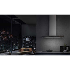 FABER Stilo Suprema T-Shape Chimney Wall Hood, Black Glass & Stainless Steel, VAM Blower (600/395/295), App-Enabled, Tunable - The Home Selection