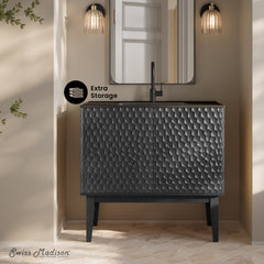 Swiss Madison Bosse 36" Freestanding Bathroom Vanity with Black Sink Top - SM-BV8802