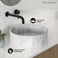 Swiss Madison ﻿Cache 17" Round Vessel Bathroom Sink in Marbled Grey - SM-VSM252E - The Home Selection