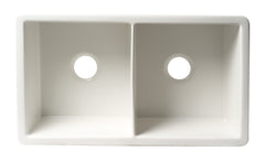 Alfi White 32  x 19  Double Bowl Fireclay Undermount / Drop In Kitchen Sink w Grid - ABF3219DUD-W