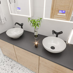 Alfi White 17  Decorative Round Vessel Above Mount Ceramic Sink - ABC909